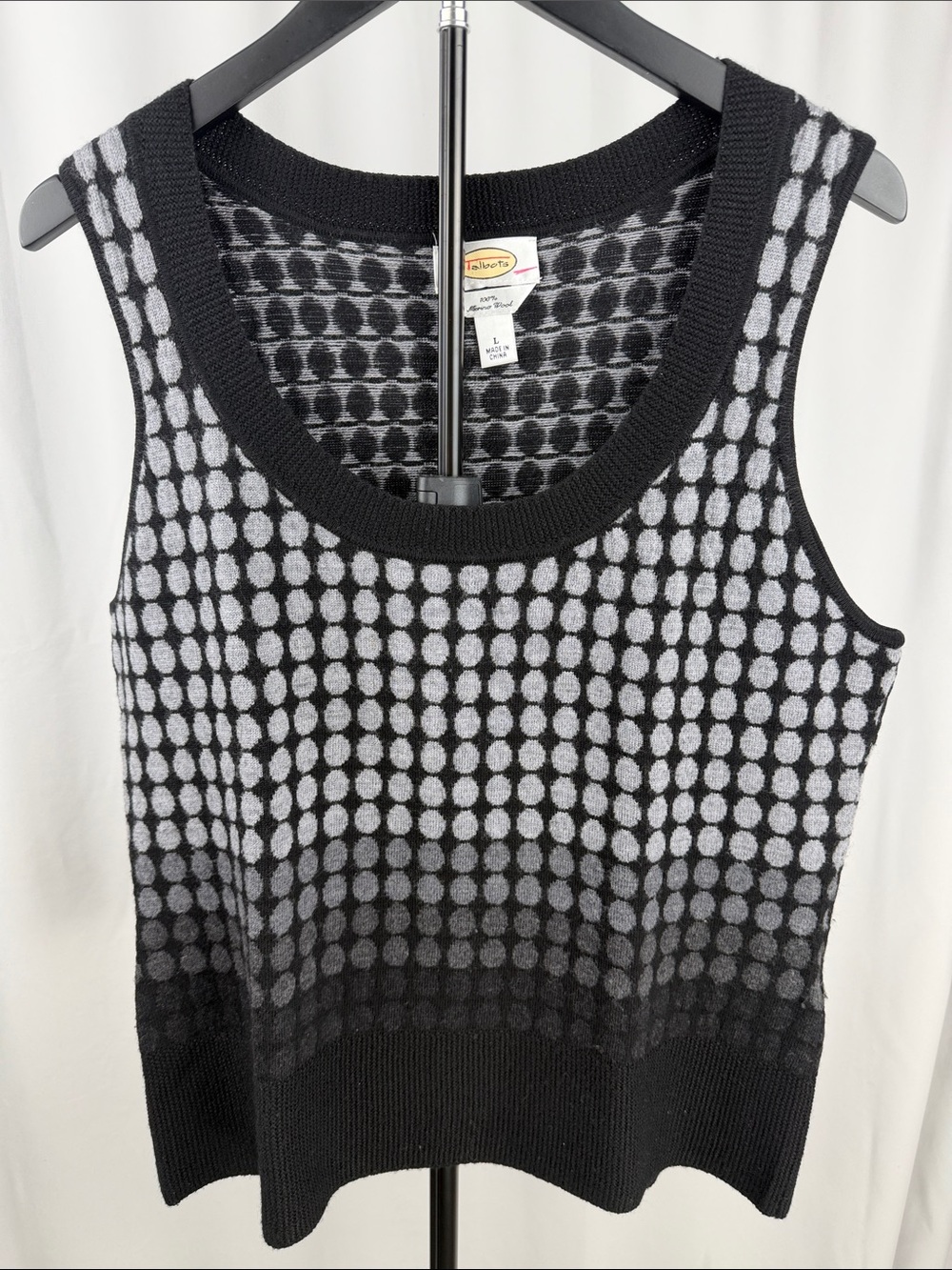 Talbots 100% Merino Wool Geometric Ombré Sweater Vest Size Large